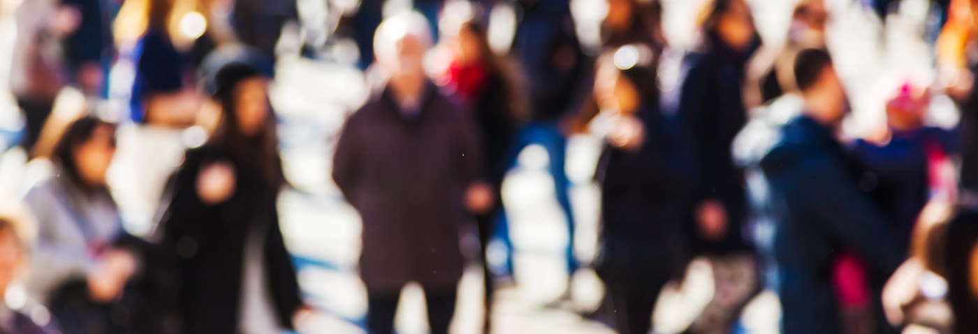 crowd walking Detroit