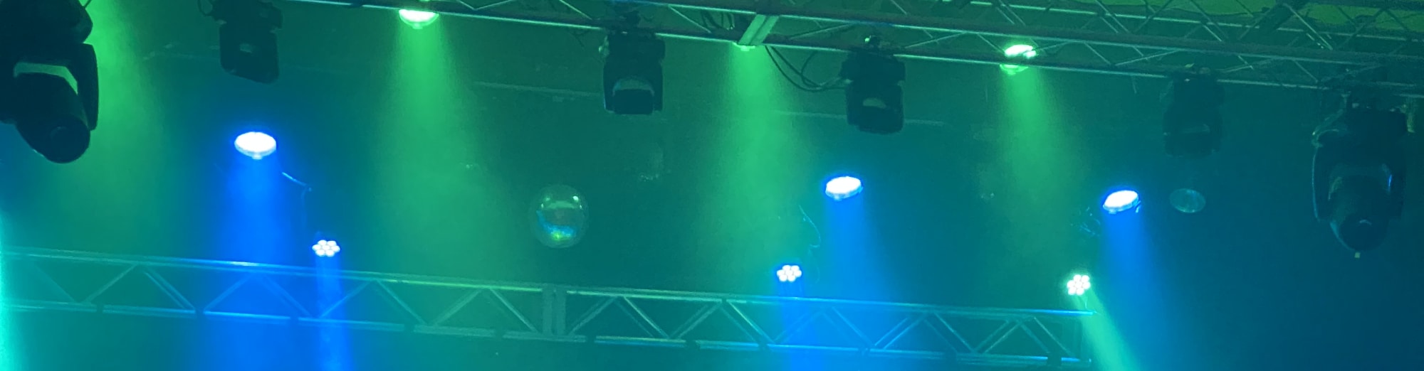 blue and green theater stage lights Detroit